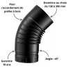 Coude plissé 45° émaillé noir mat Poujoulat