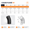 Coude plissé 45° émaillé noir mat Poujoulat