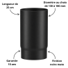 Longueur droite 25 cm noir mat Acier 2 mm Poujoulat