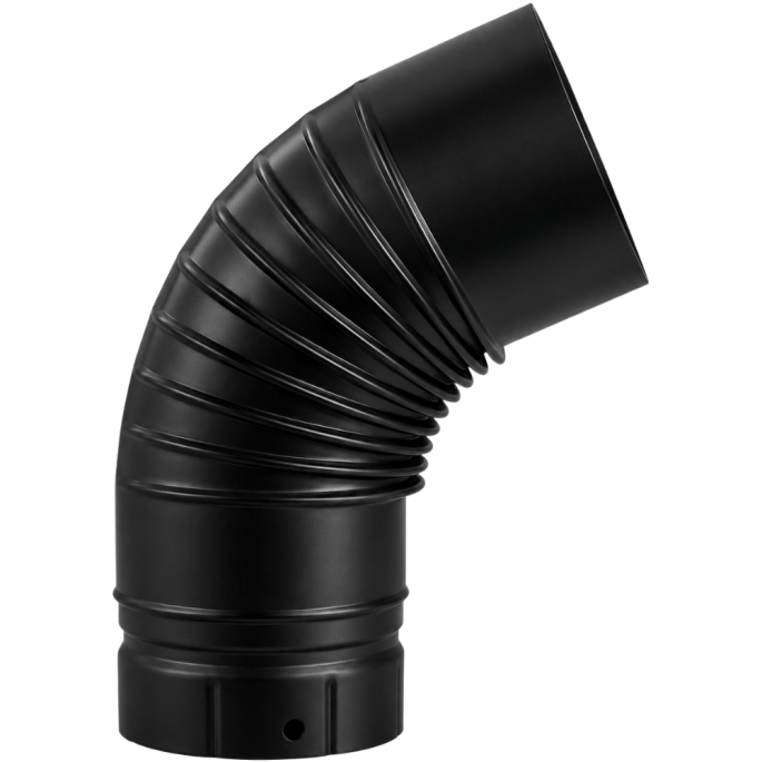 Coude plissé Diamètre 65° émaillé noir mat Poujoulat