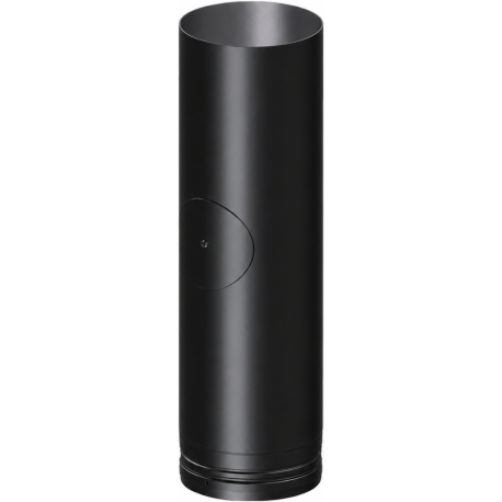 Tuyau droit 450 mm avec trappe de visite émaillé noir mat Deko bois Dinak