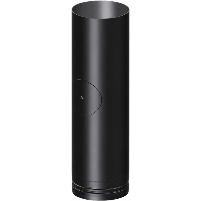 Tuyau droit 450 mm avec trappe de visite émaillé noir mat Deko bois Dinak
