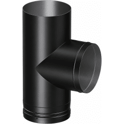 Té 90° avec piquage F émaillé noir mat Deko bois Dinak Té 90° avec piquage F émaillé noir mat Deko bois Dinak