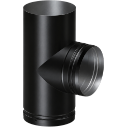 Té 90° Ø 150 mm avec piquage M émaillé noir mat Deko bois Dinak Té 90° Ø 150 mm avec piquage M émaillé noir mat Deko bois Dinak