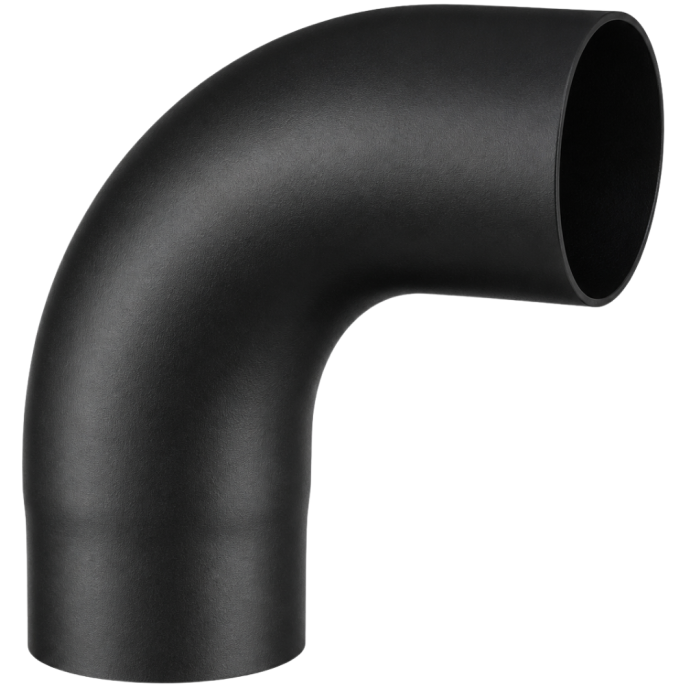 Coude lisse à 90° noir mat Acier 2 mm Poujoulat