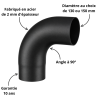 Coude lisse à 90° noir mat Acier 2 mm Poujoulat