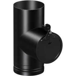 Té avec stabilisateur de tirage Ø 150 mm émaillé noir mat Deko bois Dinak Té avec stabilisateur de tirage Ø 150 mm émaillé noir mat Deko bois Dinak