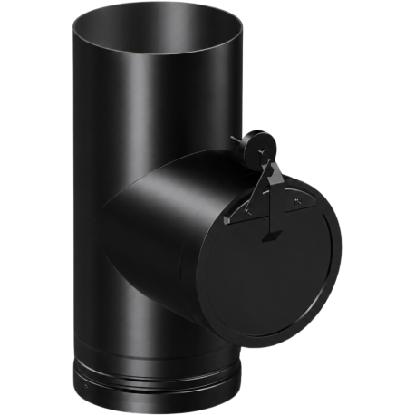 Té avec stabilisateur de tirage Ø 150 mm émaillé noir mat Deko bois Dinak