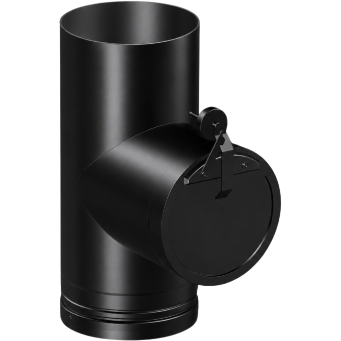 Té avec stabilisateur de tirage Ø 150 mm émaillé noir mat Deko bois Dinak