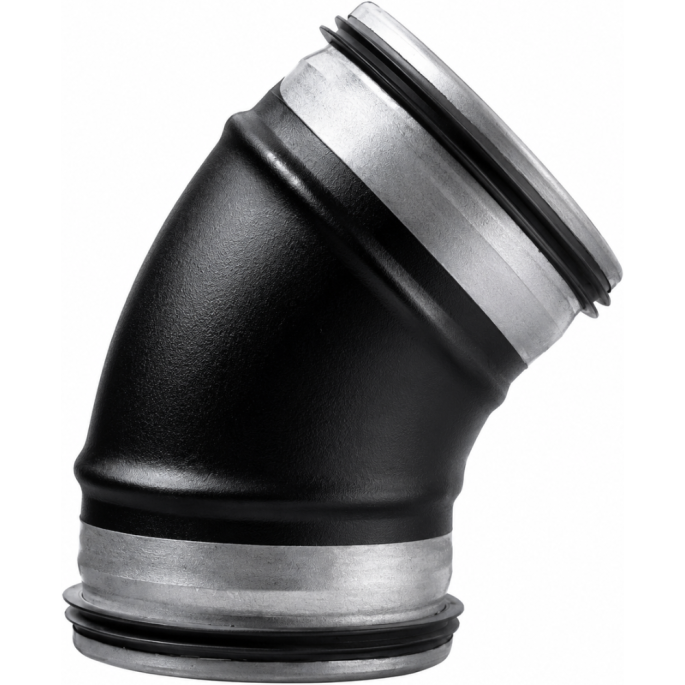 Élément coude 45° air simple paroi noir Efficience Poujoulat