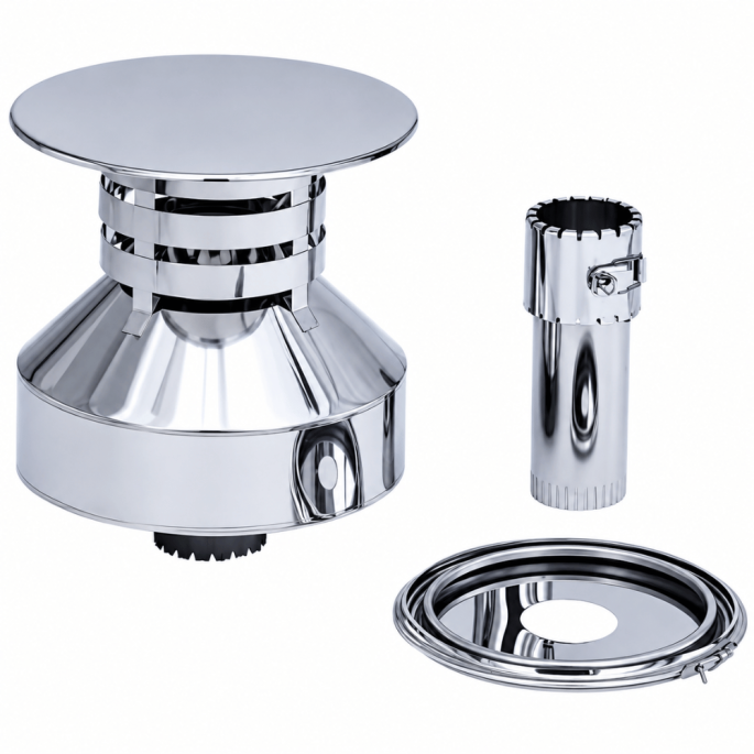 Kit d'adaptation pour conduit de fumée isolé Sortie de toit ronde D 230 Inox Galva