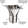Raccord haut sur conduit carré 30x30 cm Poujoulat Kitinox