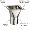 Raccord haut sur conduit carré 20x20 cm Poujoulat Kitinox