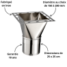 Raccord haut sur conduit carré 25x25 cm Poujoulat Kitinox