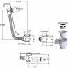 Vidage baignoire UP & DOWN sans câble 90 cm + Siphon Chrome ONDYNA