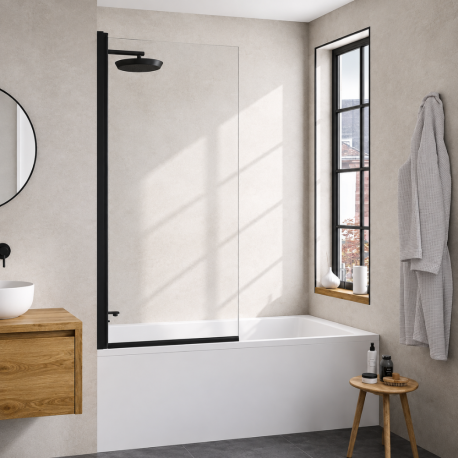 Pare baignoire fixe profilé noir Hydra Kinedo