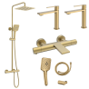 Ensemble 2 Mitigeurs lavabo + Colonne de douche + Mitigeur Bain + Support douchette flexible Figaro