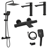 Ensemble 2 Mitigeurs lavabo + Colonne de douche + Mitigeur Bain + Support douchette flexible Figaro