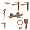 Ensemble 2 Mitigeurs lavabo + Colonne de douche + Mitigeur Bain + Support douchette flexible Figaro
