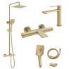 Ensemble Mitigeur lavabo + Colonne de douche + Mitigeur Bain + Support douchette flexible Figaro