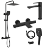 Ensemble Mitigeur lavabo + Colonne de douche + Mitigeur Bain + Support douchette flexible Figaro
