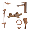 Ensemble Mitigeur lavabo + Colonne de douche + Mitigeur Bain + Support douchette flexible Figaro