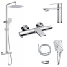Ensemble Mitigeur lavabo + Colonne de douche + Mitigeur Bain + Support douchette flexible Figaro