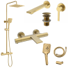 Ensemble Mitigeur lavabo encastré + Bonde + Colonne de douche + Mitigeur Bain + Support douchette flexible Figaro