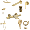 Ensemble Mitigeur lavabo encastré + Bonde + Colonne de douche + Mitigeur Bain + Support douchette flexible Figaro