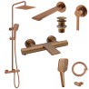 Ensemble Mitigeur lavabo encastré + Bonde + Colonne de douche + Mitigeur Bain + Support douchette flexible Figaro
