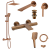Ensemble Mitigeur lavabo encastré + Bonde + Colonne de douche + Mitigeur Bain + Support douchette flexible Figaro