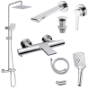 Ensemble Mitigeur lavabo encastré + Bonde + Colonne de douche + Mitigeur Bain + Support douchette flexible Figaro