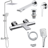 Ensemble Mitigeur lavabo encastré + Bonde + Colonne de douche + Mitigeur Bain + Support douchette flexible Figaro
