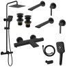 Ensemble 2 Mitigeurs lavabo encastré + 2 Bondes + Colonne de douche + Mitigeur Bain + Support douchette flexible Figaro