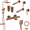 Ensemble 2 Mitigeurs lavabo encastré + 2 Bondes + Colonne de douche + Mitigeur Bain + Support douchette flexible Figaro