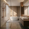 Ensemble 2 Mitigeurs lavabo encastré + 2 Bondes + Colonne de douche + Mitigeur Bain + Support douchette flexible Figaro