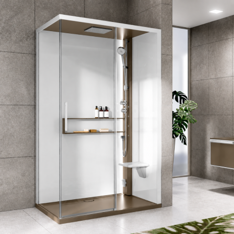 Cabine de douche porte coulissante version Hamman 140x90 cm Glax 2.0 2 P Novellini
