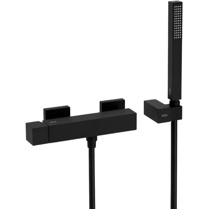Mitigeur de douche Cuadro thermostatique noir mat Tres