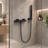 Mitigeur de douche Cuadro thermostatique noir mat Tres