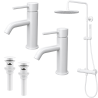 Ensemble 2 mitigeurs lavabo + 2 bondes + colonne de douche Corbeau Kroos