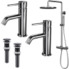Ensemble 2 mitigeurs lavabo + 2 bondes + colonne de douche Corbeau Kroos