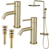 Ensemble 2 mitigeurs lavabo + 2 bondes + colonne de douche Corbeau Kroos