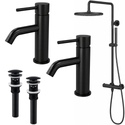 Ensemble 2 mitigeurs lavabo + 2 bondes + colonne de douche Corbeau Kroos