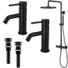 Ensemble 2 mitigeurs lavabo + 2 bondes + colonne de douche Corbeau Kroos