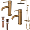 Ensemble 2 mitigeurs lavabo + 2 bondes + colonne de douche Corbeau Kroos