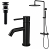 Ensemble mitigeur lavabo + bonde + colonne de douche Corbeau Kroos