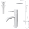 Ensemble mitigeur lavabo + bonde + colonne de douche Corbeau Kroos