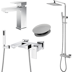 Ensemble Mitigeur lavabo + Colonne de douche + Mitigeur bain douche + Bonde Sirius Kroos Ensemble Mitigeur lavabo + Colonne de douche + Mitigeur bain douche + Bonde Sirius Kroos