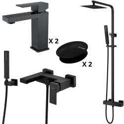 Ensemble 2 Mitigeurs lavabo + Colonne de douche + Mitigeur bain douche + 2 Bonde Sirius Kroos Ensemble 2 Mitigeurs lavabo + Colonne de douche + Mitigeur bain douche + 2 Bonde Sirius Kroos