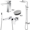 Ensemble 2 Mitigeurs lavabo + Colonne de douche + Mitigeur bain douche + 2 Bonde Sirius Kroos